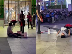 Lamaran Ditolak, Pria Ini Keki Malah Merajuk dan Rebahan di Depan Mal