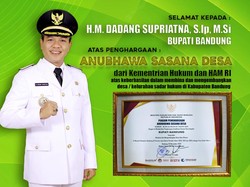 Berhasil Membina Desa Sadar Hukum, Bupati Bandung Raih Penghargaan