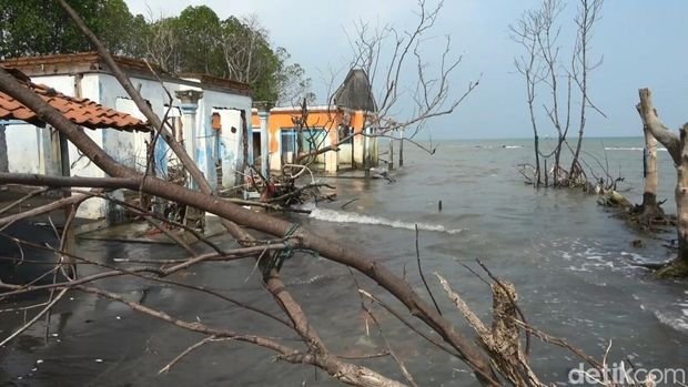 Dusun Simonet, Kabupaten Pekalongan nyaris tenggelam, Sabtu (5/11/2022).