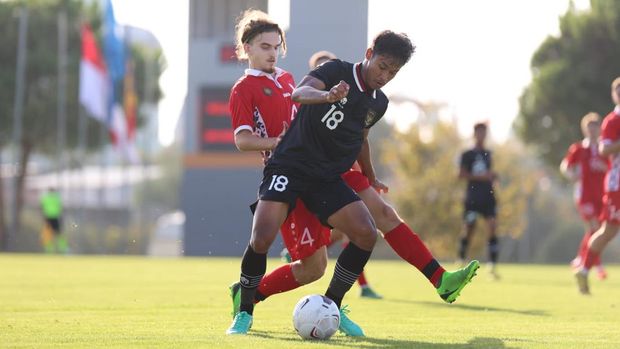 Timnas Indonesia U-20 menghadapi Moldova U-20 dalam uji coba di Turki, Jumat 4 November 2022.