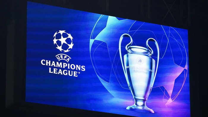 Logo Liga Champions The UEFA Champions League logo on ledwall during the match between FC Internazionale and Viktoria Plzen, UEFA Champions League, Group C, at Giuseppe Meazza stadium in Milan on October 26, 2022. (Photo by Luca Rossini/NurPhoto via Getty Images)