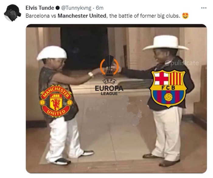 Meme Barcelona MU Drawing playoff 16 besar Liga Europa mempertemukan Barcelona vs Manchester United. Meme fans sepakbola bahagia dengan undian tersebut mewarnai media sosial.