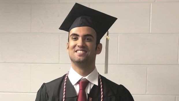 Prince Abdullah bin Faisal al Saud wears cap and gown for his undergraduate graduation from Northeastern University in Boston, in 2018. Tough prison sentences that Saudi Arabia has handed the Saudi student and a Saudi-American citizen suggest Saudi Crown Prince Mohammed bin Salman is maintaining or escalating a crackdown on Saudi dissidents in the West, Saudi exiles and rights groups say. The Saudi prince who was attending graduate school in Boston is the latest person targeted as part of what the FBI and others say is Saudi Arabia's crackdown on Saudis in the United States. (AP Photo)