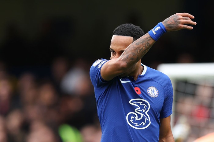 LONDON, ENGLAND - NOVEMBER 06: Pierre-Emerick Aubameyang of Chelsea during the Premier League match between Chelsea FC and Arsenal FC at Stamford Bridge on November 6, 2022 in London, United Kingdom. (Photo by Jacques Feeney/Offside/Offside via Getty Images)