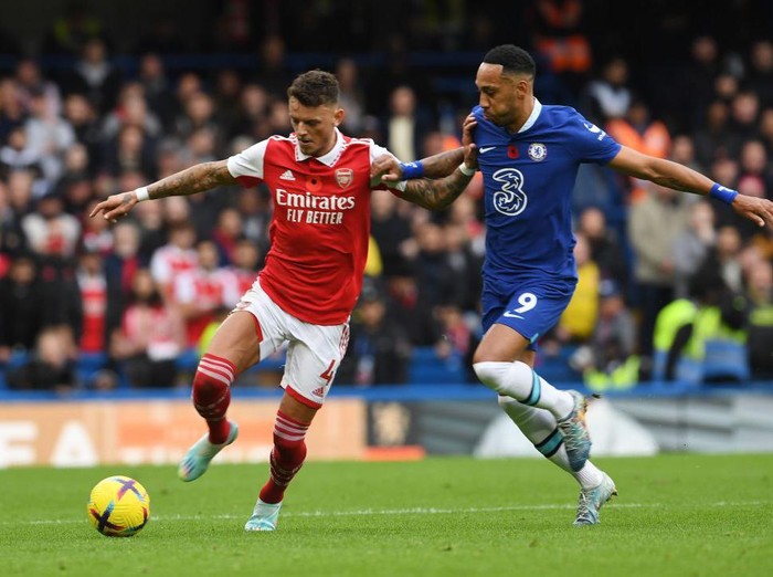 LONDON, ENGLAND - NOVEMBER 06: Pierre-Emerick Aubameyang of Chelsea during the Premier League match between Chelsea FC and Arsenal FC at Stamford Bridge on November 6, 2022 in London, United Kingdom. (Photo by Jacques Feeney/Offside/Offside via Getty Images)