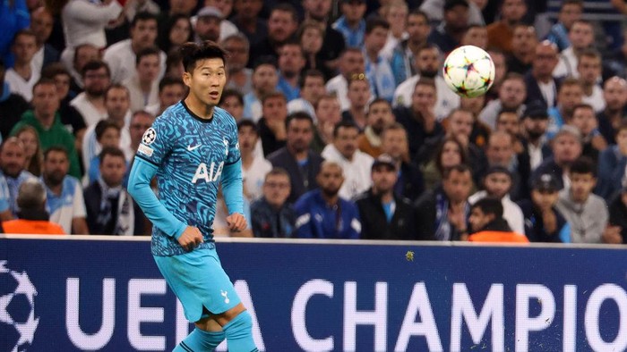 MARSEILLE, FRANCE - NOVEMBER 1: Heung-Min Son of Tottenham during the UEFA Champions League group D match between Olympique de Marseille (OM) and Tottenham Hotspur at the Velodrome stadium on November 1, 2022 in Marseille, France. (Photo by Jean Catuffe/Getty Images)