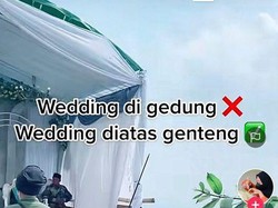 Pengantin Viral Gelar Pernikahan di Atas Genteng, Bikin Netizen Bingung
