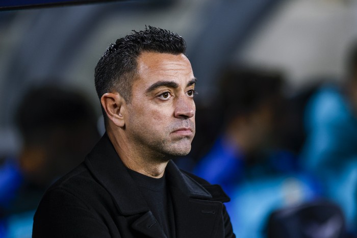 Xavi Hernandez coach of FC Barcelona during the La Liga match between FC Barcelona and UD Almeria at Spotify Camp Nou Stadium in Barcelona, Spain, on November 05th, 2022.  (Photo by Xavier Bonilla/NurPhoto via Getty Images)