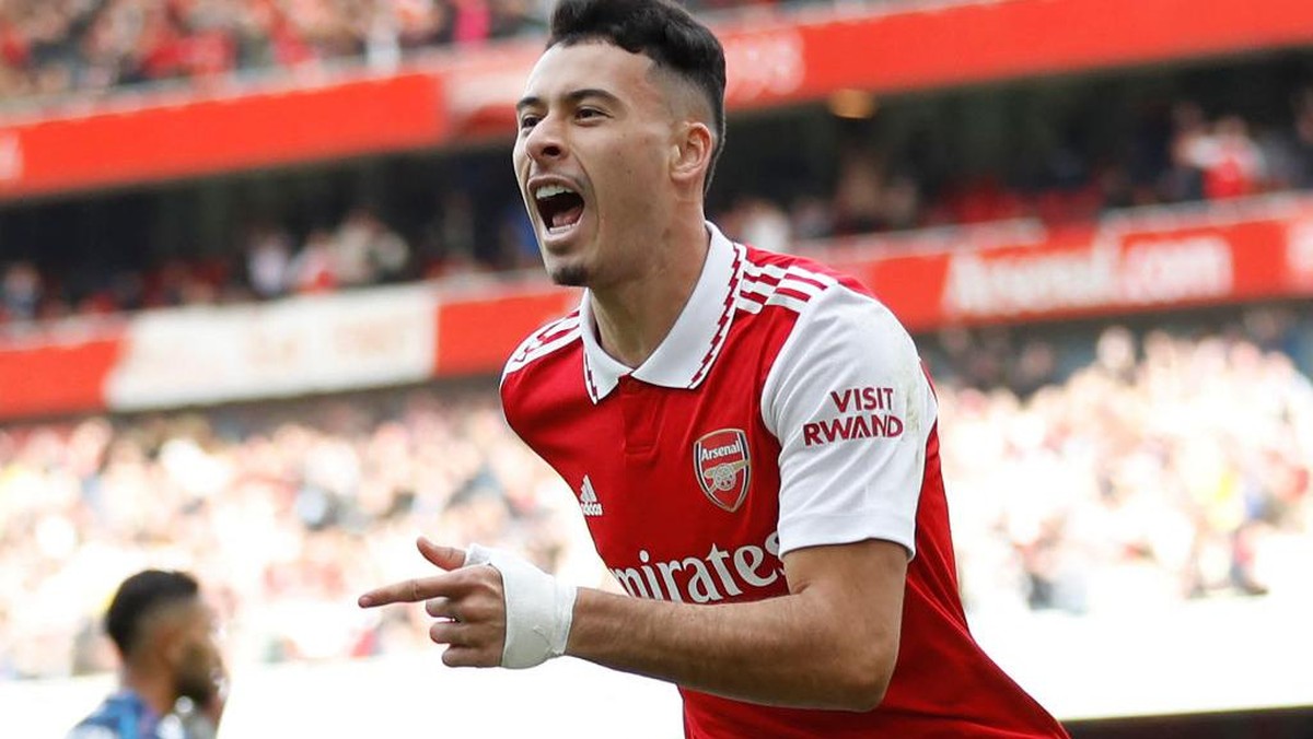 Gabriel Martinelli memperpanjang kontraknya di Arsenal sampai 2027 (Foto: AFP via Getty Images/IAN KINGTON)