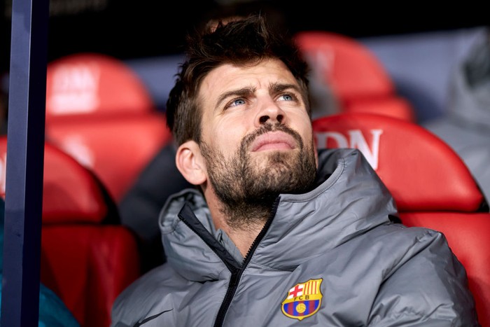 PAMPLONA, SPAIN - NOVEMBER 08: Gerard Pique of FC Barcelona looks on before the LaLiga Santander match between CA Osasuna and FC Barcelona at El Sadar Stadium on November 08, 2022 in Pamplona, Spain. (Photo by Ion Alcoba/Quality Sport Images/Getty Images)