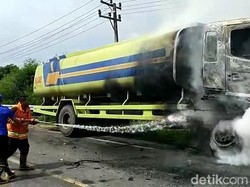 Ditabrak Truk Tangki, Ayah dan Anak di Lampung Tewas Terbakar