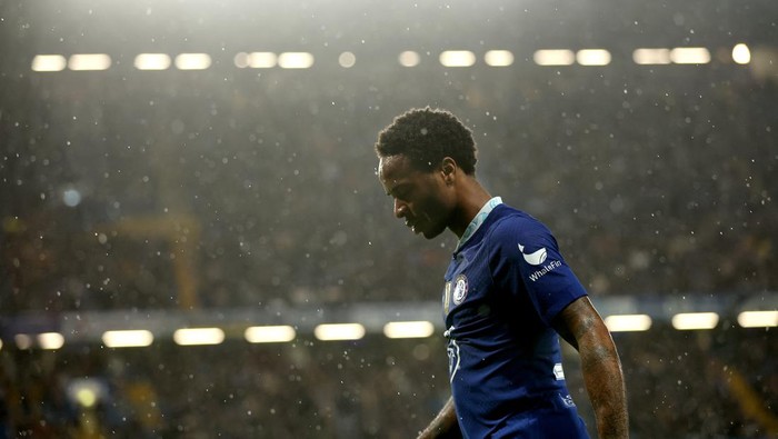 LONDON, ENGLAND - NOVEMBER 02: Raheem Sterling of Chelsea in action during the UEFA Champions League group E match between Chelsea FC and Dinamo Zagreb at Stamford Bridge on November 02, 2022 in London, England. (Photo by Chris Lee - Chelsea FC/Chelsea FC via Getty Images)