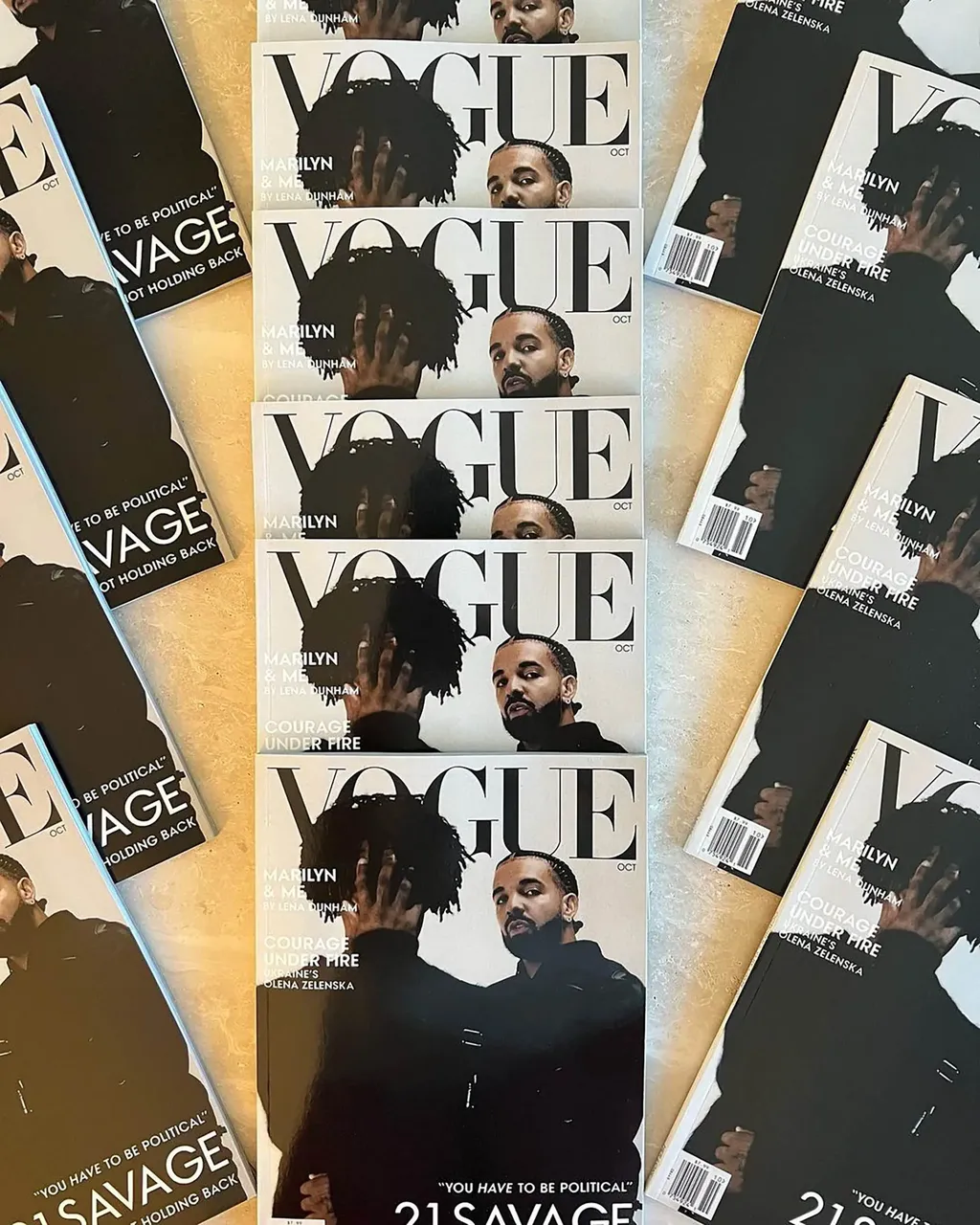 Replika majalah Vogue Drake dan 21 Savage