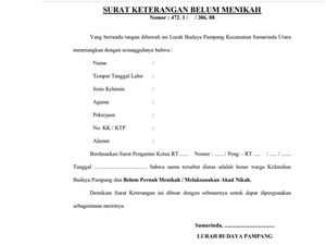 Contoh Surat Keterangan Belum Menikah dan Cara Membuatnya