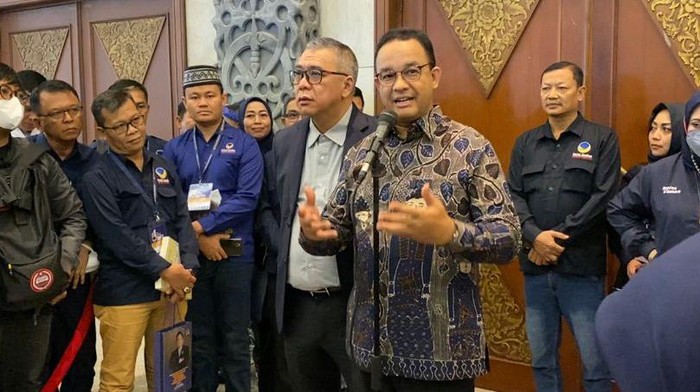 Anies Baswedan (bicara menggunakan mic)/Karin-detikcom