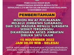 Ada Pemecahan Rekor Muri di Suramadu, Madura-Surabaya Dibuka Satu Lajur