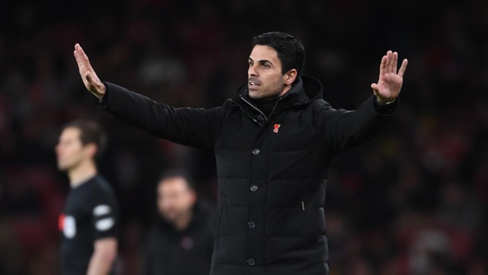 LONDON, ENGLAND - NOVEMBER 09: Arsenal manager Mikel Arteta during the Carabao Cup Third Round match between Arsenal and Brighton & Hove Albion at Emirates Stadium on November 09, 2022 in London, England. (Photo by Stuart MacFarlane/Arsenal FC via Getty Images)