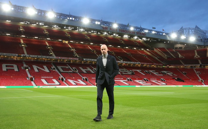 MANCHESTER, ENGLAND - NOVEMBER 10: Manager Erik ten Hag of Manchester United arrives ahead of the Carabao Cup Third Round match between Manchester United and Aston Villa at Old Trafford on November 10, 2022 in Manchester, England. (Photo by Matthew Peters/Manchester United via Getty Images)