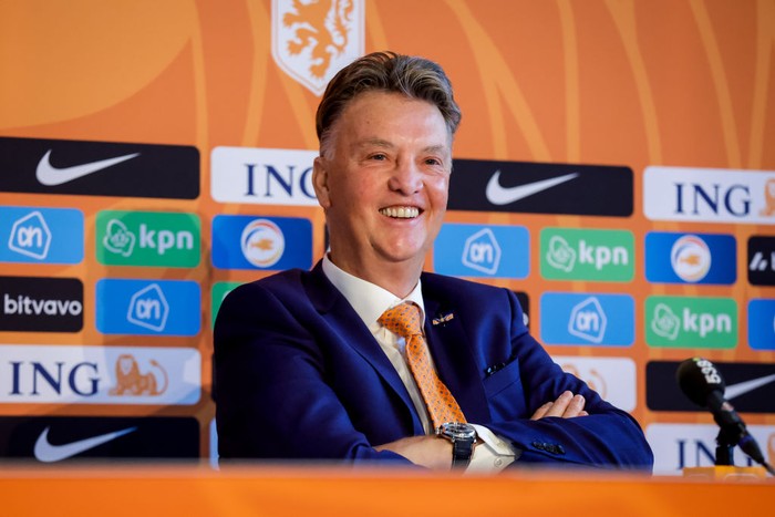 ZEIST, NETHERLANDS - NOVEMBER 11: Coach Louis van Gaal of the Netherlands announces his 26-man squad for the World Cup finals in Qatar during a Press Conference of the Netherlands Mens Football Team at the KNVB Campus on November 11, 2022 in Zeist, Netherlands (Photo by Broer van den Boom/Orange Pictures/BSR Agency/Getty Images)