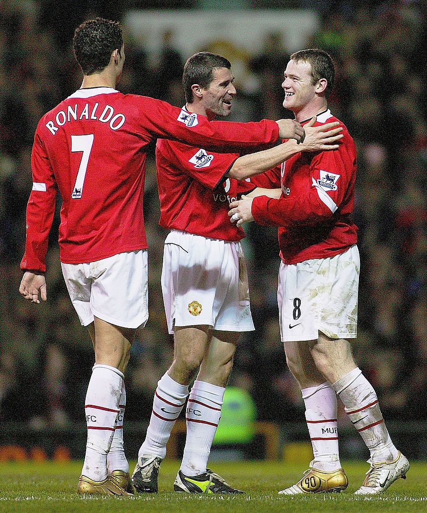 MANCHESTER, ENGLAND - DECEMBER 4:  Wayne Rooney of Manchester United celebrates scoring the second goal during the Barclays Premiership match between Manchester United and Middlesbrough at Old Trafford on December 4 2004 in Manchester, England. (Photo by Tom Purslow/Manchester United via Getty Images)