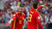 Sergio Ramos dan Gerard Pique tidak masuk dalam daftar skuad Timnas Spanyol di Piala Dunia 2022. Bahkan Sejak Euro 2020, keduanya tidak masuk dalam daftar pemain Tim Matador (Getty Images)