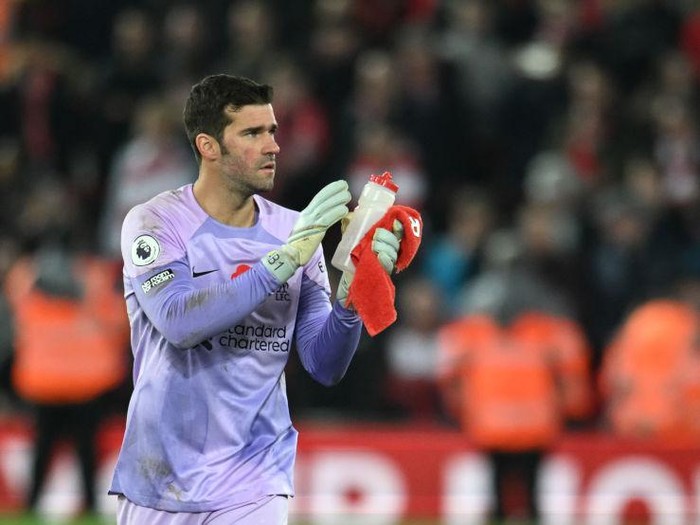 LIVERPOOL, ENGLAND - NOVEMBER 12: ( THE SUN OUT,THE SUN ON SUNDAY OUT) Alisson Becker of Liverpool at the end Premier League match between Liverpool FC and Southampton FC at Anfield on November 12, 2022 in Liverpool, England. (Photo by Andrew Powell/Liverpool FC via Getty Images)