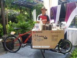 Rombong Sepeda Mayong Coffee Tawarkan Kopi Kintamani di B20 Summit