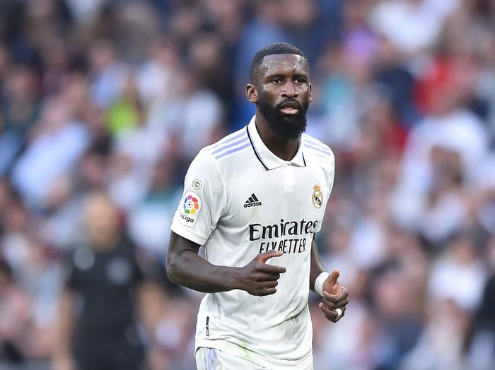 MADRID, SPAIN - OCTOBER 30: Antonio Rudiger of Real Madrid looks on during the LaLiga Santander match between Real Madrid CF and Girona FC at Estadio Santiago Bernabeu on October 30, 2022 in Madrid, Spain. (Photo by Denis Doyle/Getty Images)