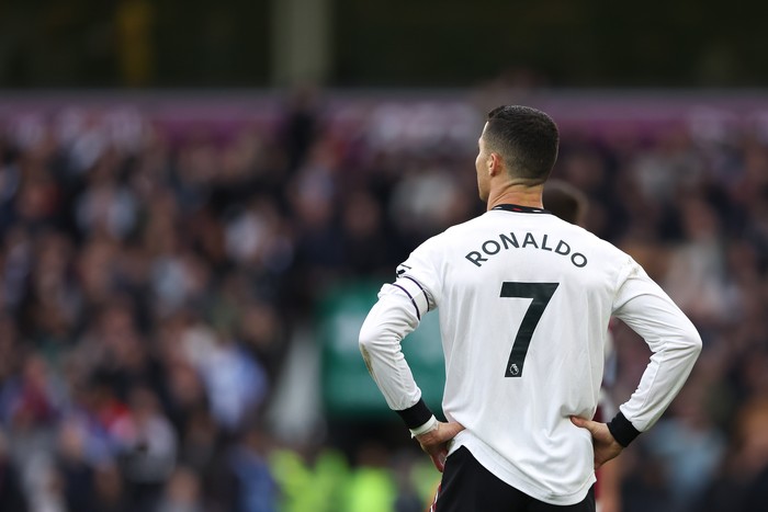 BIRMINGHAM, ENGLAND - NOVEMBER 06: Cristiano Ronaldo of Manchester United during the Premier League match between Aston Villa and Manchester United at Villa Park on November 6, 2022 in Birmingham, United Kingdom. (Photo by Matthew Ashton - AMA/Getty Images)