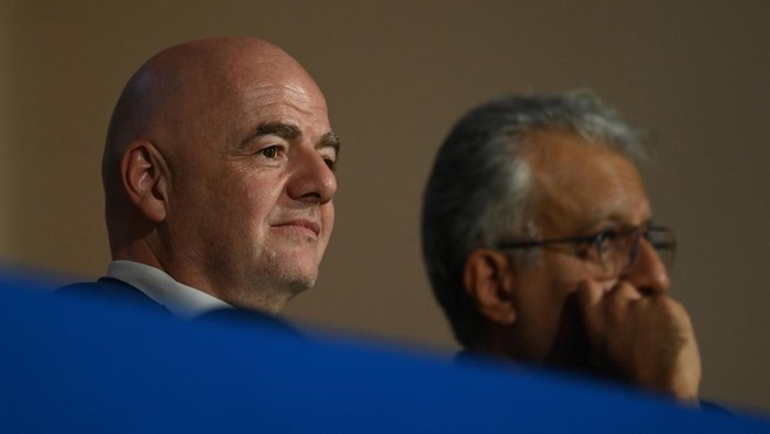 NAVI MUMBAI, INDIA - OCTOBER 30: FIFA President Gianni Infantino attends the Final during the FIFA U-17 Womens World Cup 2022 Final, match between Colombia and Spain at DY Patil Stadium on October 30, 2022 in Navi Mumbai, India. (Photo by Masashi Hara  - FIFA/FIFA via Getty Images)