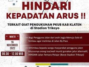 Ada Pengukuhan PKUB di Stadion Trikoyo Klaten Besok, Hindari Jalur Ini