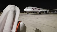 Selanjutnya ada timnas Australia yang juga tiba di Doha, Qatar dengan menumpangi Qatar Airways.