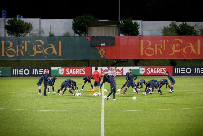 Portugals football team attend a training session at Cidade do Futebol training camp in Oeiras, Portugal, on November 14, 2022, ahead of the Qatar 2022 World Cup football tournament. (Photo by Pedro Fiúza/NurPhoto via Getty Images)