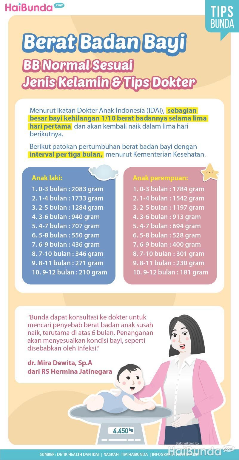 Infografis Berat Badan Bayi BB Normal Sesuai Jenis Kelamin & Tips Dokter