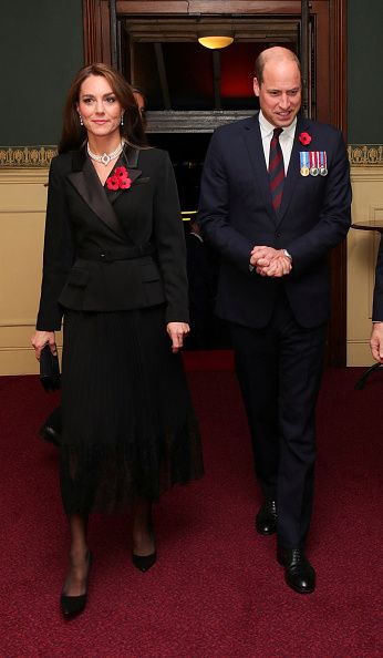 LONDON, ENGLAND - NOVEMBER 12: Britain's Prince William, Prince of Wales, and Catherine, Princess of Wales arrive to attend the Royal British Legion Festival of Remembrance at Royal Albert Hall on November 12, 2022 in London, England. (Photo by Chris Radburn - WPA Pool / Getty Images)