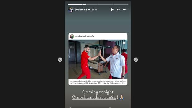 Tangkapan layar Instagram Jordi Amat