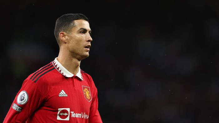 MANCHESTER, ENGLAND - OCTOBER 30: Cristiano Ronaldo of Manchester United during the Premier League game between Manchester United and West Ham United at Old Trafford on October 30, 2022 in Manchester, United Kingdom. (Photo by Matthew Ashton - AMA/Getty Images)