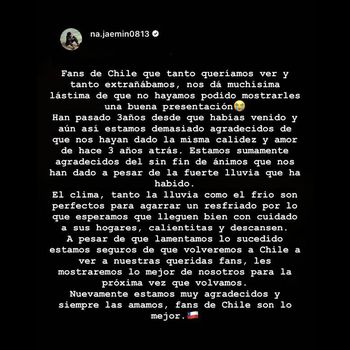 Unggahan Jaemin NCT di Instagram usai batal tampil di Music Bank Chile