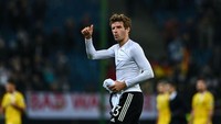 Thomas Mueller jadi salah satu pemain dengan pencetak gol terbanyak di Piala Dunia, yang masih aktif bermain. Pemain Jerman ini punya catatan 10 gol di Piala Dunia, minus enam gol dari top skor sepanjang masa Piala Dunia, Miroslav Klose (Getty Images)