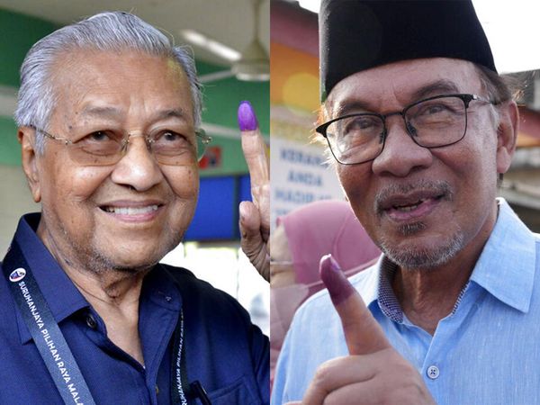 Momen Mahathir dan Anwar Ibrahim Berikan Suara di Pemilu Malaysia
