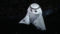 Maskot Piala Dunia Qatar ditampilkan saat upacara pembukaan Piala Dunia Qatar 2022 di Stadion Al Bayt di Al Khor, Qatar, Minggu (20/11/2022). (AP Photo/Hassan Ammar) 