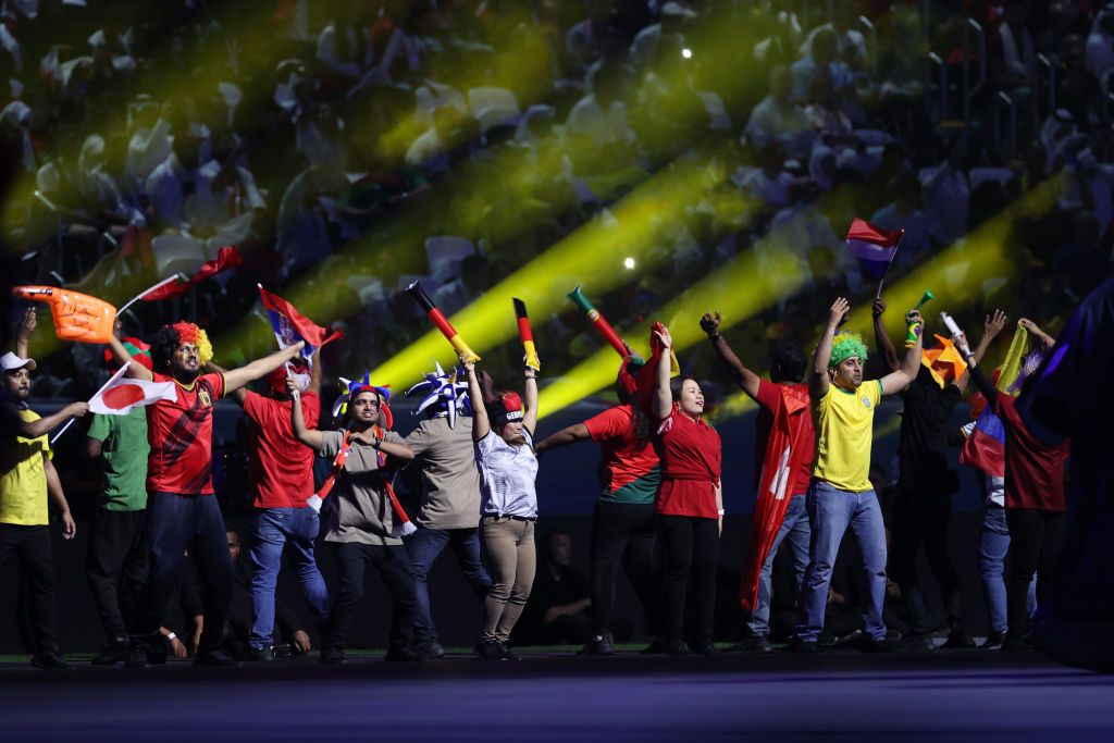 AL KHOR, QATAR - NOVEMBER 20: Performers perform during the opening ceremony prior to the FIFA World Cup Qatar 2022 Group A match between Qatar and Ecuador at Al Bayt Stadium on November 20, 2022 in Al Khor, Qatar. (Photo by Lars Baron/Getty Images)