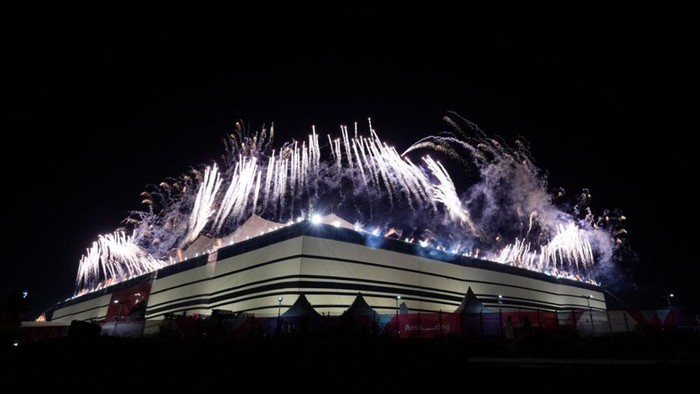 Fireworks during opening ceremony prior the FIFA World Cup Qatar 2022 Group A match between Qatar and Ecuador at Al Bayt Stadium on November 20, 2022 in Al Khor, Qatar. (Photo by Jose Breton/Pics Action/NurPhoto via Getty Images)