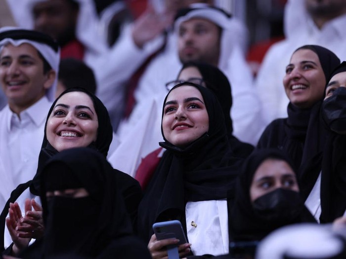 AL KHOR, QATAR - NOVEMBER 20: fans look on during the FIFA World Cup Qatar 2022 Group A match between Qatar and Ecuador at Al Bayt Stadium on November 20, 2022 in Al Khor, Qatar. (Photo by Ian MacNicol/Getty Images)