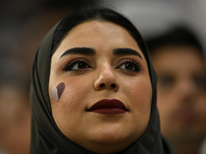 Soccer Football - FIFA World Cup Qatar 2022 - Group A - Qatar v Ecuador - Al Bayt Stadium, Al Khor, Qatar - November 20, 2022 Qatar fan inside the stadium before the match REUTERS/Dylan Martinez