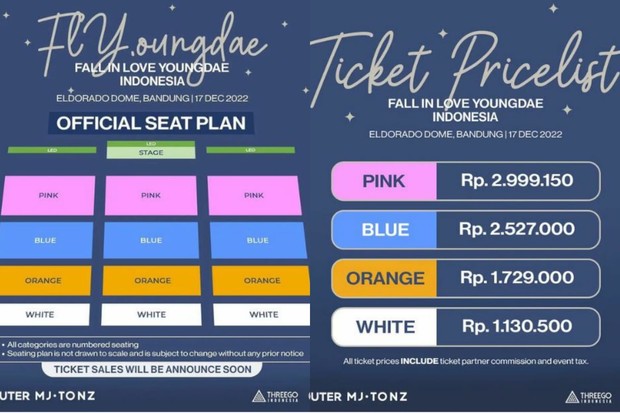 Seat plan dan harga tiket fan meeting Kim Young Dae/ Foto: instagram.com/jja__official