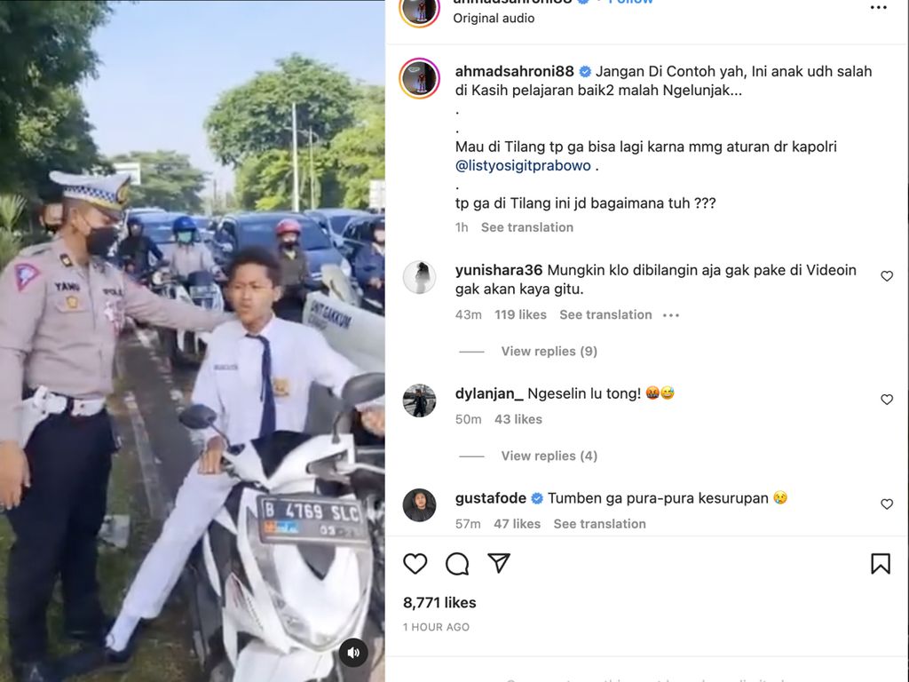 Viral Pelajar SMP Naik Motor Tak Pakai Helm, Marah-marah saat Ditegur Polisi