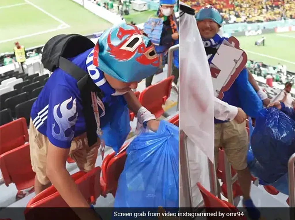 Viral Suporter Jepang Bersih-bersih Stadion Piala Dunia 2022