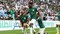 Arab Saudi menempati peringkat kelima. Arab Saudi duduk di peringkat ke-56 ranking FIFA, per 21 Desember 2023 (Getty Images)