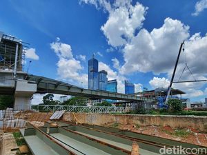 Progres Terkini Pembangunan JPM Dukuh Atas, Melintang di Atas Sungai BKB
